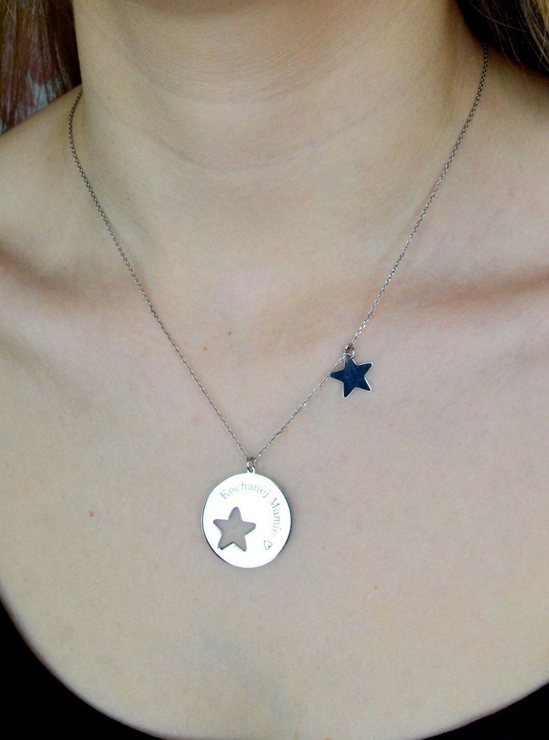 Naszyjnik srebrny kółko z gwiazdką ''Kochanej mamie'' Prezent na Dzień Mamy C RM 19890 084 s MAMA.jpg